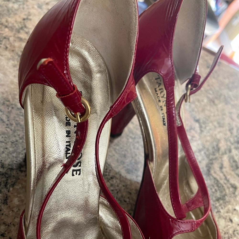 Taryn Rose Patent Cross Strap Sandals - Picture 5 of 9